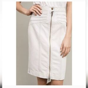 Pilcro and the Letterpress Cream Front-Zip Pencil Skirt